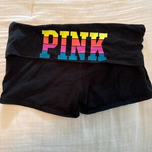 2011 Pink rainbow gradient fold over yoga shorts